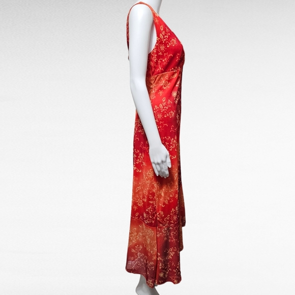 Vintage Giorgio Fiorlini 90s Orange & Red Ombre Floral Assymetric Dress Large - Picture 3 of 7